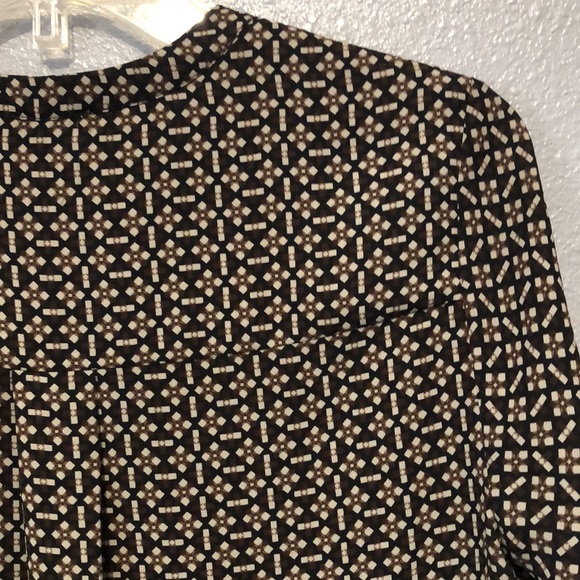 Pleione blouse Women's Small S long sleeve black brown abstract shirt top EUC - Picture 10 of 11